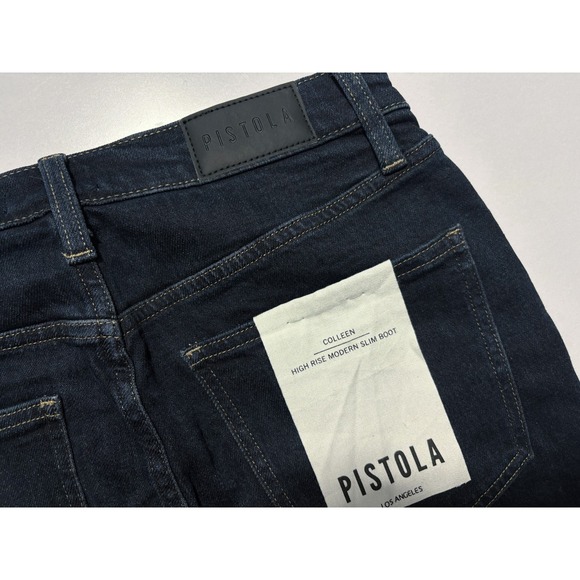 NWT PISTOLA Jeans Colleen High Rise Slim Boot Stretch Dark Wash Blue Women 28x33 - Picture 7 of 14